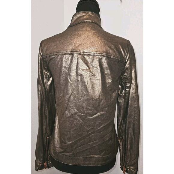 NWT! 7 Seven For All Mankind Copper Gold Metallic Biker Jacket Size XS - Picture 6 of 16